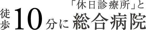 徒歩10分に「休日診療所」と総合病院