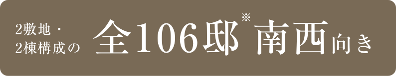 2敷地・2棟構成の全106邸南西向き